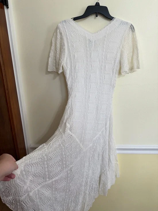 Rabbit Rabbit Rabbit Size 8 Cream Crochet-Pattern Midi Dress - Picture 12 of 12